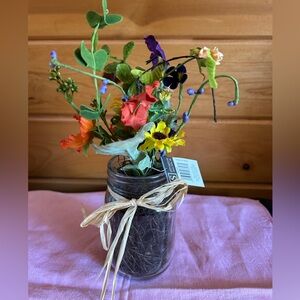 Artificial Flowers 💐 Bouquet in a Glass Mason Jar